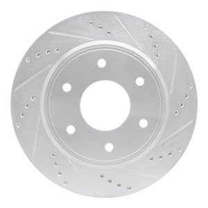 Infiniti QX56 Brake Rotor (1) - Front Right - R1 Concepts - Drilled & Slotted - Silver - `05-`07